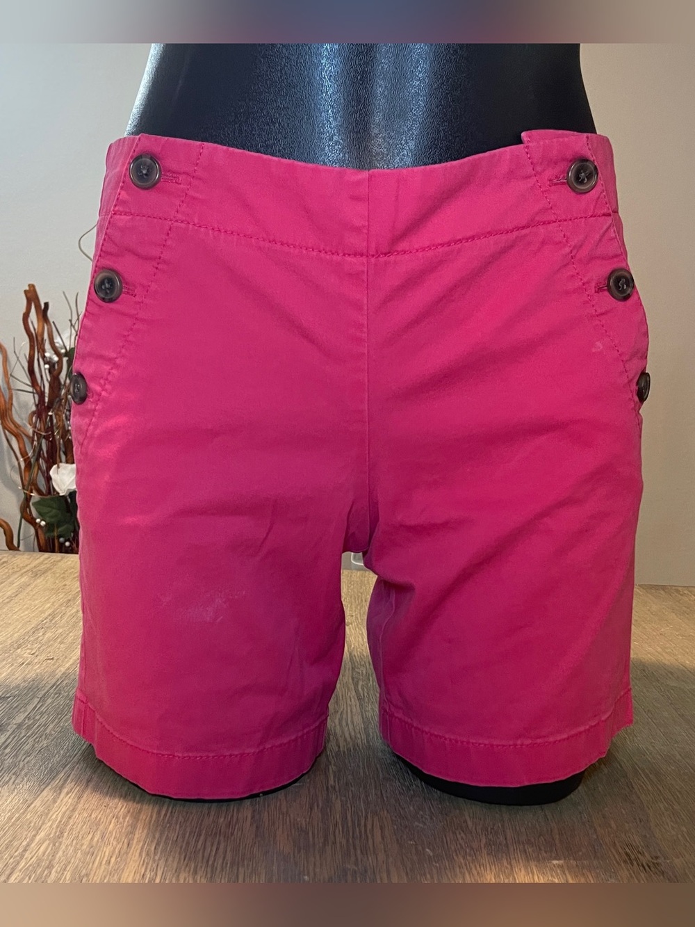 J-Crew Women’s High-Rise Side-Button Shorts — Hot Pink, Size 4